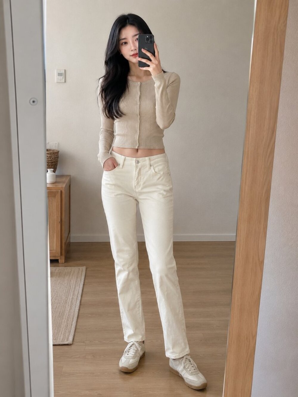 Gap 1969 Best Girlfriend Cream Straight Leg Jeans Size 25 Minimalist